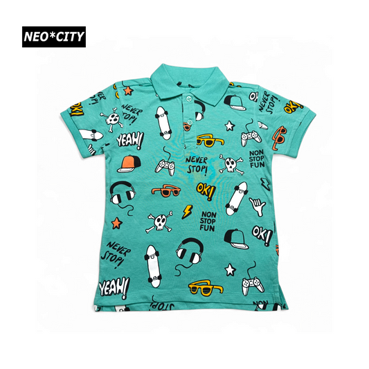 New*City Polo T-shirt ( Never Stop Fun Printed )