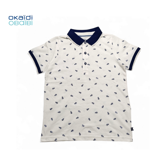 Okaidi Polo T-shirt ( Printed With Dark Blue Collar )
