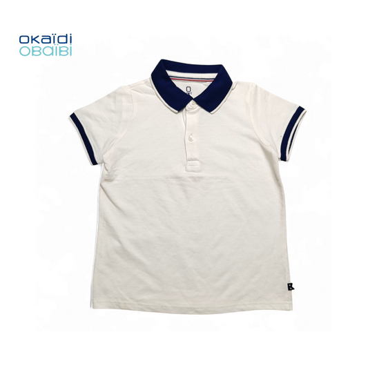 Okaidi Polo T-shirt (white with Dark Blue collar)