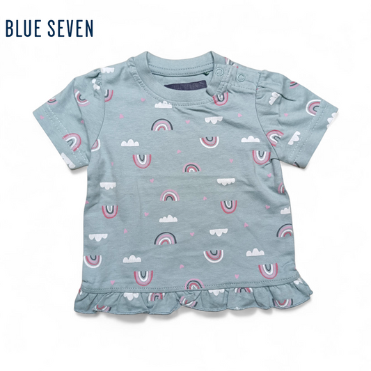 Blue Seven Round Neck T-shirt ( Rainbows )