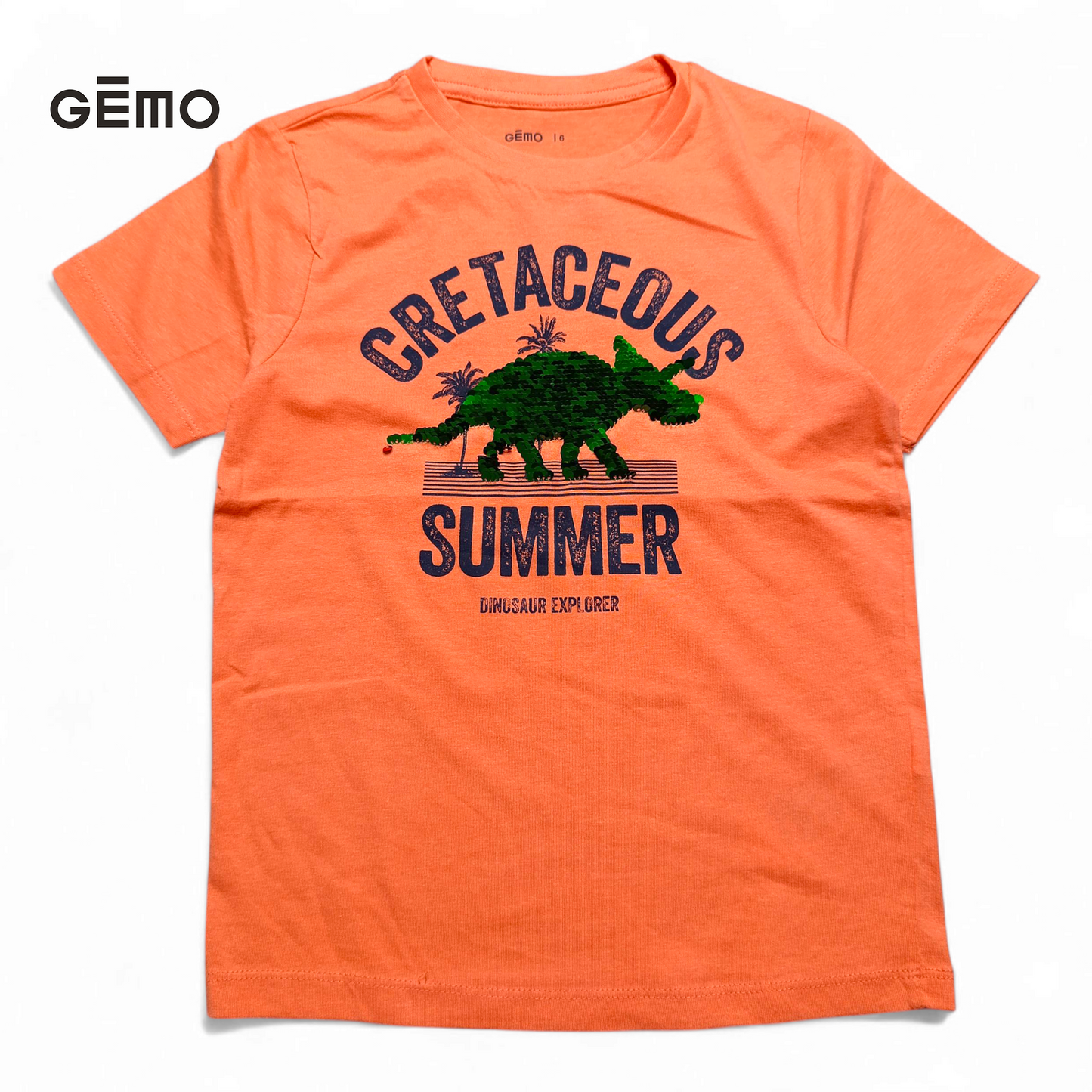 Gemo Round Neck T-shirt ( Reversible Sequins Dinosaur )