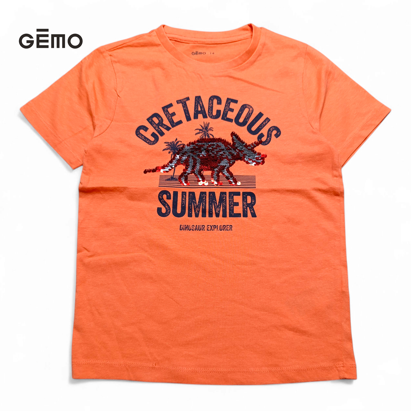 Gemo Round Neck T-shirt ( Reversible Sequins Dinosaur )