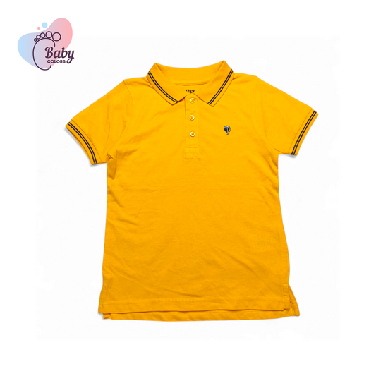 Baby Colors Polo T-shirt ( Yellow Polo with blue collar tripe)