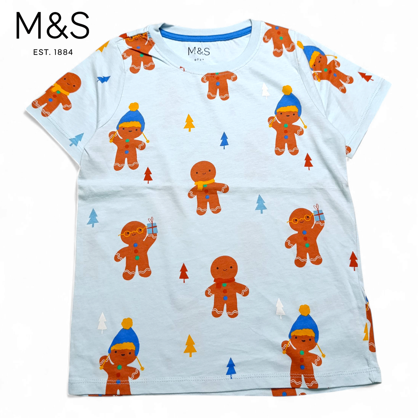M&S Round Neck T-shirt ( gingerbread man )