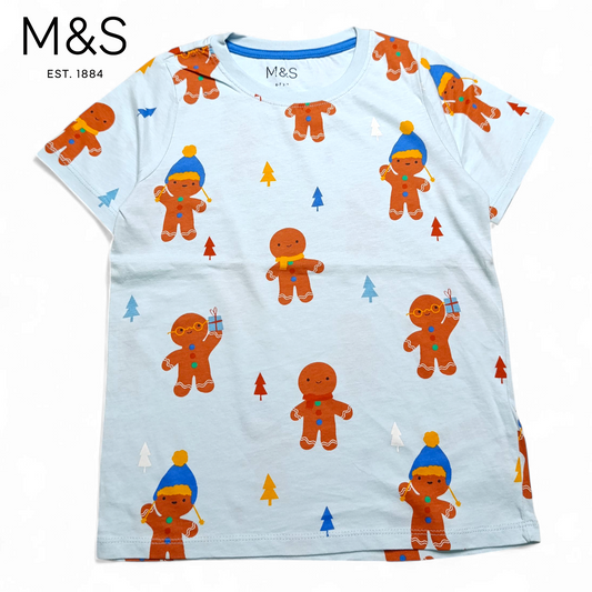 M&S Round Neck T-shirt ( gingerbread man )