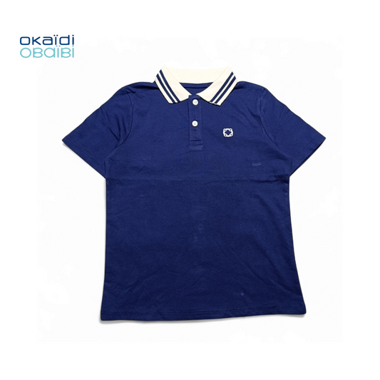 Okaidi Polo T-shirt (Dark blue & White Collar)