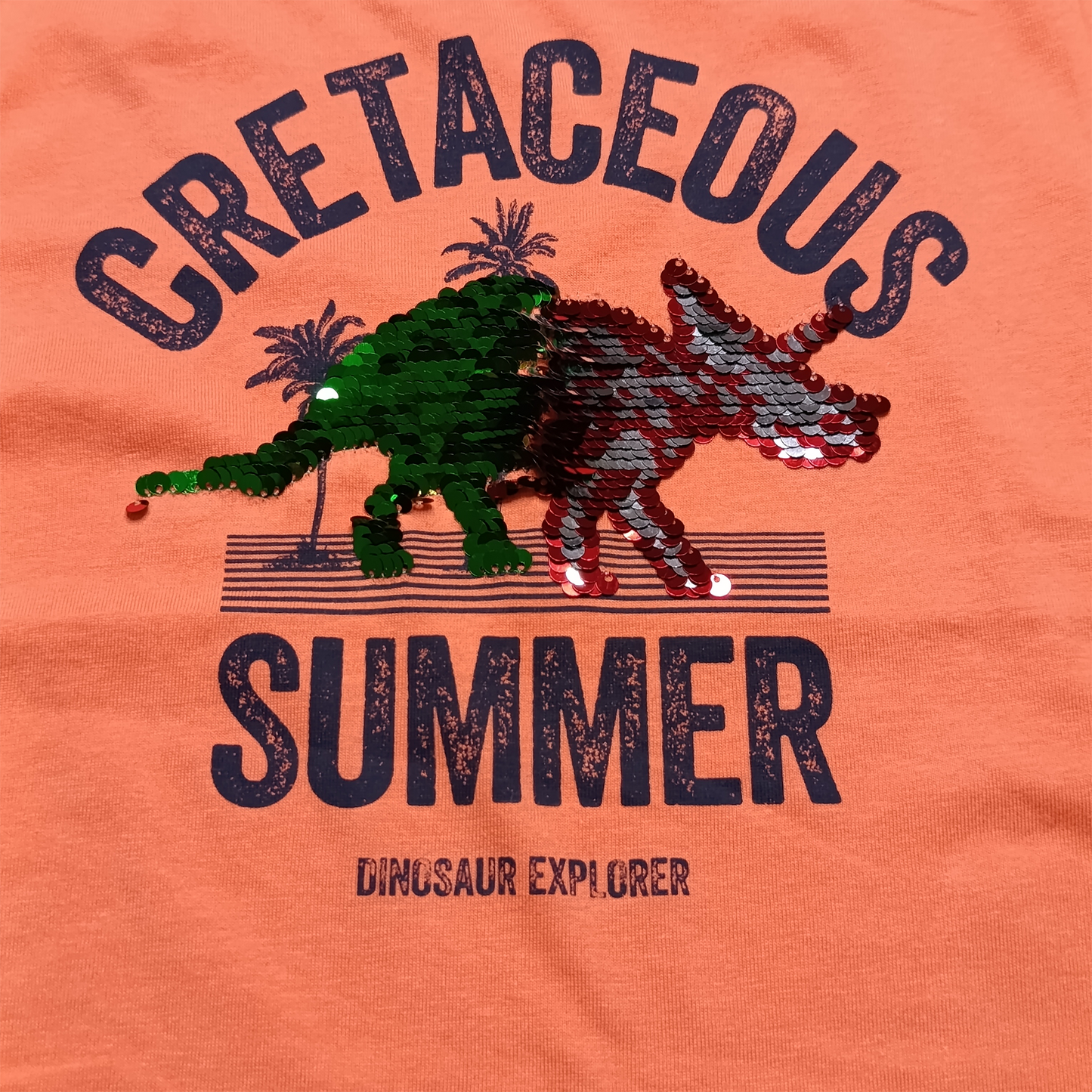 Gemo Round Neck T-shirt ( Reversible Sequins Dinosaur )